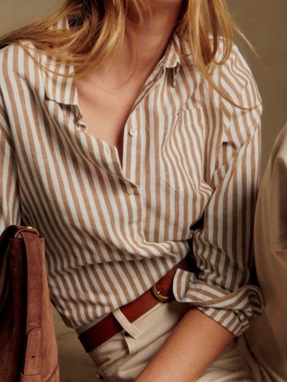 Sezane Tomboy Shirt Ocre Ecru - Size 38